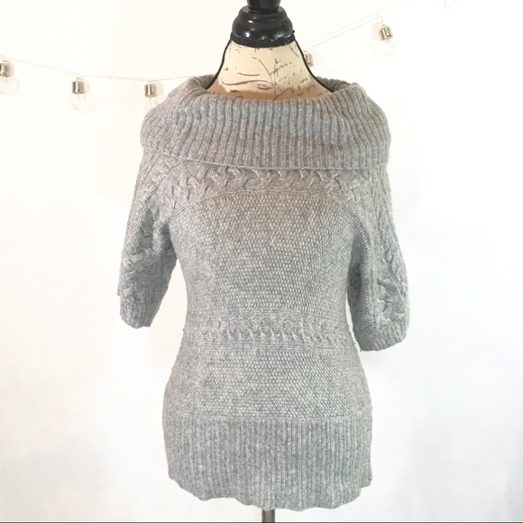 White House Black Market Sweaters - WHBM Cowl Neck Short Sleeve Sweater Gray